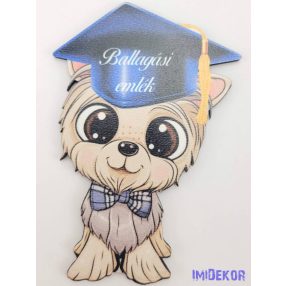 Masnis yorki kutyus tábla ballagó kalapos - Feliratos