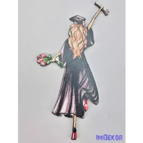 Taláros ballagó lány táblácska - Fekete