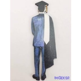 Taláros öltönyös ballagó fiú tábla fekete