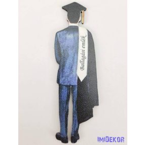 Taláros öltönyös ballagó fiú tábla fekete - Feliratos