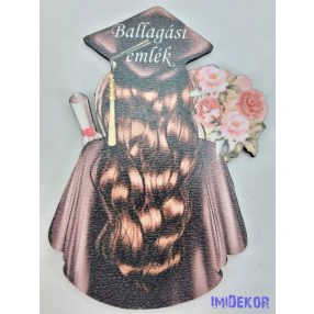   Taláros ballagó lány háttal virágcsokros tábla - Feliratos