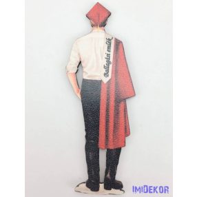 Taláros ballagó fiú piros táblácska- Feliratos