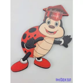 Vidám katica ballagó kalapos tábla - Feliratos