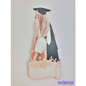 Ballagó lány táblácska 2 kb 15cm - Nagy