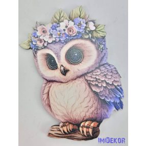 Bagoly tábla virágkoszorúval a fején
