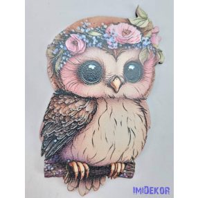 Bagoly tábla virágkoszorúval a fején