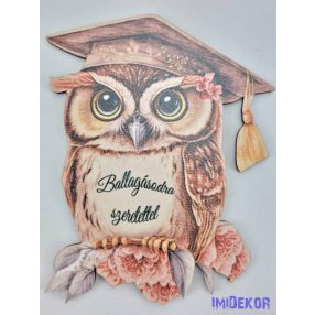 Barna bagoly virágos ágon tábla - Feliratos