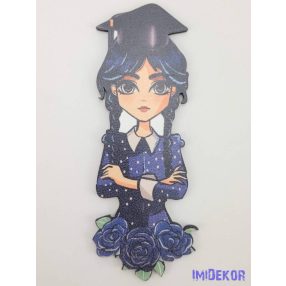 Wednesday fekete rózsás ballagó kalapban táblácska