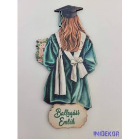 Ballagó lány virágcsokorral - Zöld