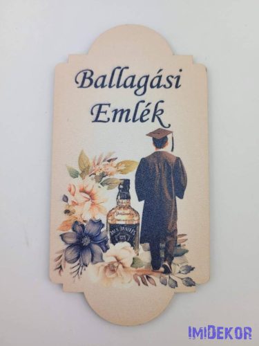 Ballagási emlék 7x12cm - Fiú virágokkal + whiskey