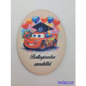   Ballagásodra szeretettel ovális 11,2x8,2cm - Villám McQueen