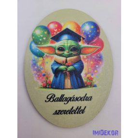 Ballagásodra szeretettel ovális 11,2x8,2cm - Yoda