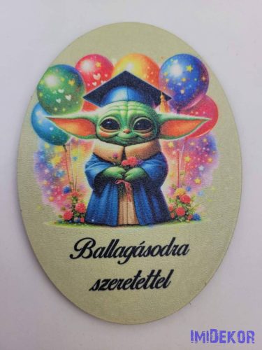 Ballagásodra szeretettel ovális 11,2x8,2cm - Yoda