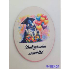 Ballagásodra szeretettel ovális 11,2x8,2cm - R2-D2
