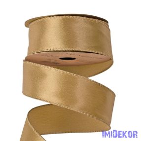Fényes szatén szalag drótos szegéllyel 38mm x 5m - Arany