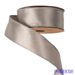   Fényes szatén szalag drótos szegéllyel 38mm x 5m - Ezüst