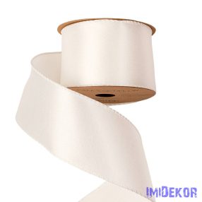   Fényes szatén szalag drótos szegéllyel 63mm x 5m - Fehér
