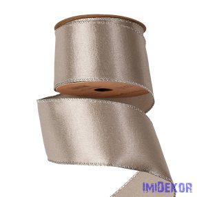   Fényes szatén szalag drótos szegéllyel 63mm x 5m - Ezüst