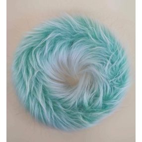   Szőrmés bevont koszorú alap 25 cm hosszú szőrű - Menta-Fehér