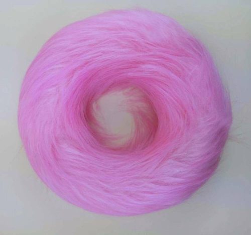 Szőrmés bevont koszorú alap 25 cm hosszú szőrű - Rózsaszín