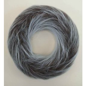   Szőrmés bevont koszorú alap 25 cm hosszú szőrű - Sötét Barna-Fehér Melanzs