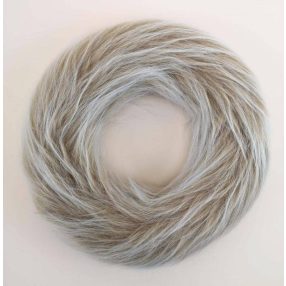   Szőrmés bevont koszorú alap 25 cm hosszú szőrű - Világos Barna-Fehér Melanzs