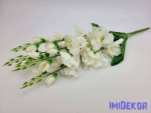 Kardvirág 5 ágú selyemvirág csokor 70 cm - Krém-Fehér