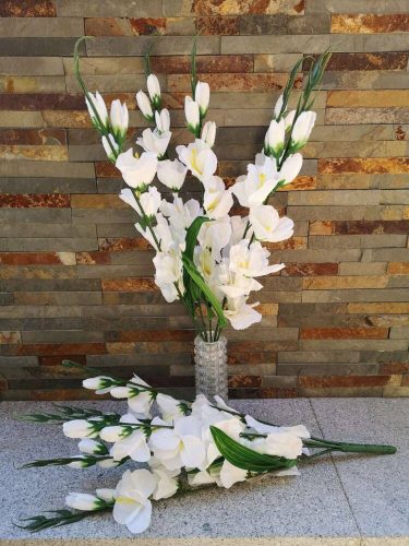Kardvirág 5 ágú selyemvirág csokor 60 cm - Fehér