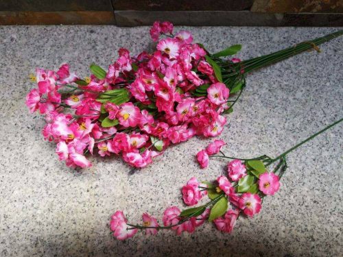 Apró virágos rezgő szálas selyemvirág ág díszítő 35 cm - Rózsaszín
