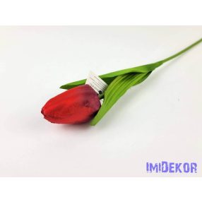 Tulipán szálas szatén 57 cm - Piros