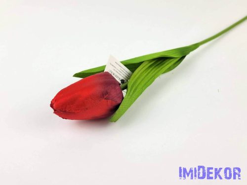 Tulipán szálas szatén 57 cm - Piros