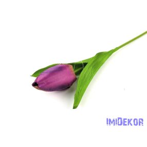 Tulipán szálas szatén 57 cm - Padlizsán