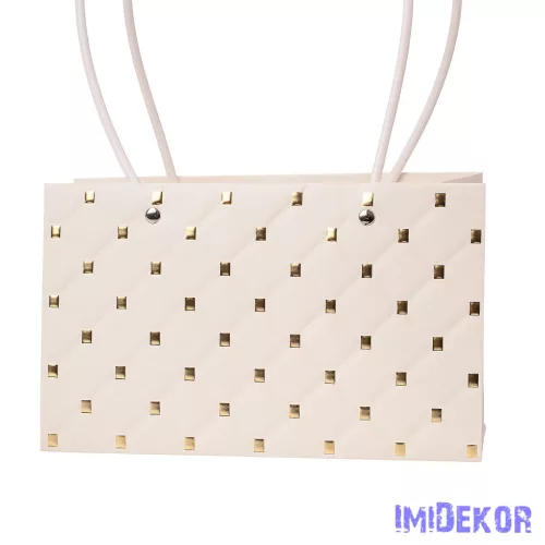 Pöttyös virágtáska 22x1,5x13,5cm - Fehér-Arany