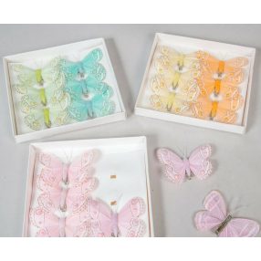   Pasztel színű gyöngyös lepke csipeszes 8 cm több színben