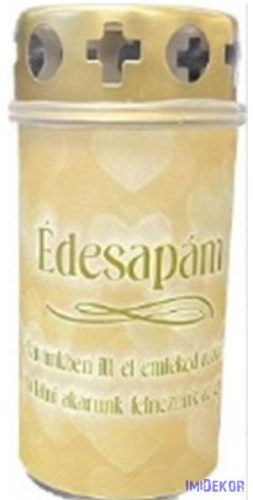 Műanyag fém fedeles mécses mintás 11,5x5,5cm - Édesapám Szívünkben itt él emléked örökre, Ha látni akarunk felnézünk az égre