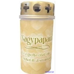   Műanyag fém fedeles mécses mintás 11,5x5,5cm - Nagypapám Ez a gyertya érted égjen, Emléked itt él szívünkben