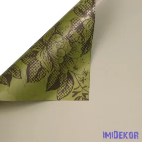   Vintage virágmintás fólia ív 55 x 55cm, 20db - Olivazöld