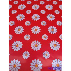 Vízhatlan mintás ív 70x100cm - 12 Szirmú - Piros
