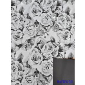 Vízhatlan mintás ív 70x100cm - Rózsafejmintás - Fekete