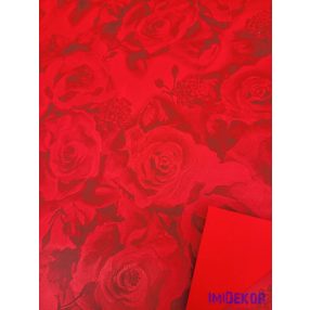 Vízhatlan mintás ív 70x100cm - Rózsafejmintás - Piros