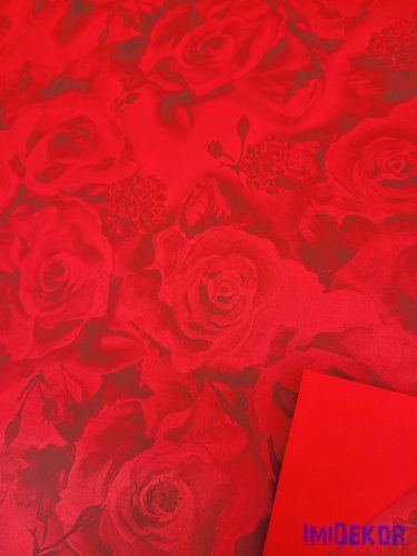 Vízhatlan mintás ív 70x100cm - Rózsafejmintás - Piros
