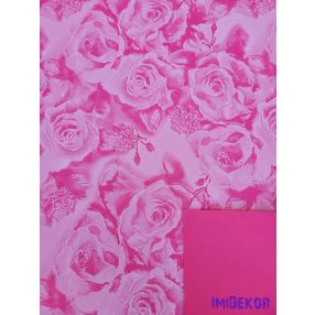   Vízhatlan mintás ív 70x100cm - Rózsafejmintás - Sötét Rózsaszín