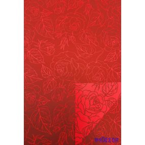   Vízhatlan mintás ív 70x100cm - Karcos Rózsás - Bordó-Piros