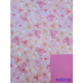   Vízhatlan mintás ív 70x100cm - Hortenzia mintás - Sötét Rózsaszín