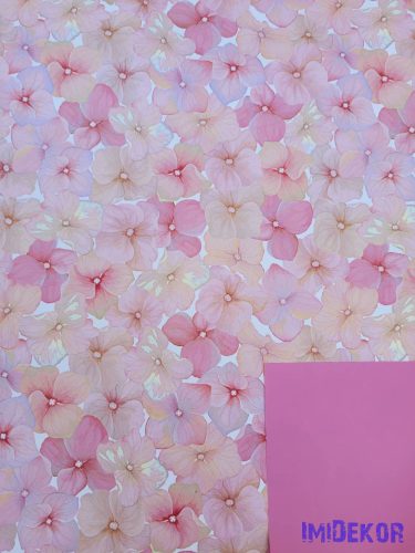 Vízhatlan mintás ív 70x100cm - Hortenzia mintás - Sötét Rózsaszín