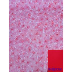Vízhatlan mintás ív 70x100cm - Hortenzia mintás - Piros