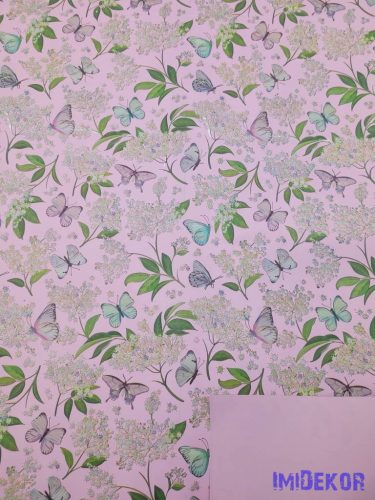 Vízhatlan mintás ív 70x100cm - Lepke mintás - Rózsaszín
