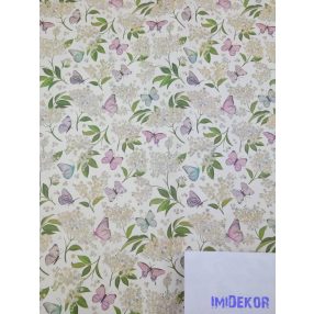 Vízhatlan mintás ív 70x100cm - Lepke mintás - Fehér