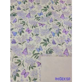 Vízhatlan mintás ív 70x100cm - Lepke mintás - Krém