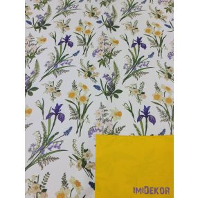   Vízhatlan mintás ív 70x100cm - Tavaszi virágmintás - Sárga